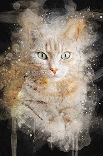 Awesometik Customized Watercolor Cat Portrait Painting of Cat from photo Canvas Print Dark Background Cat Mom Pet Painting Custom Portrait From Photo Dark Background