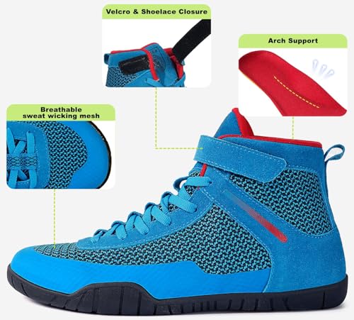 Hsyooes Mens Wrestling Shoes Boxing Boots Blue/10 Wide by Hsyooes - Image 2