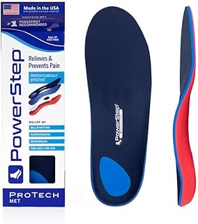 PowerStep ProTech Met Full Length Orthotics - Medical Grade Shoe Insoles for Plantar Fasciitis + Metatarsal Foot Pain - Rigid Arch Support & Maximum Cushioning - Made in USA (M 11-11.5)