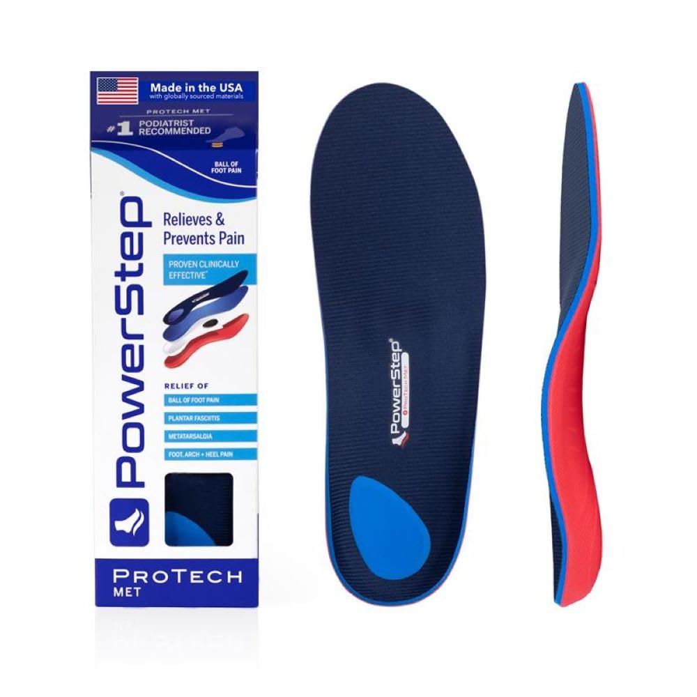 Powerstep ProTech Met Full Length Orthotics - Medical Grade Shoe Insoles for Plantar Fasciitis Metatarsal Foot Pain -