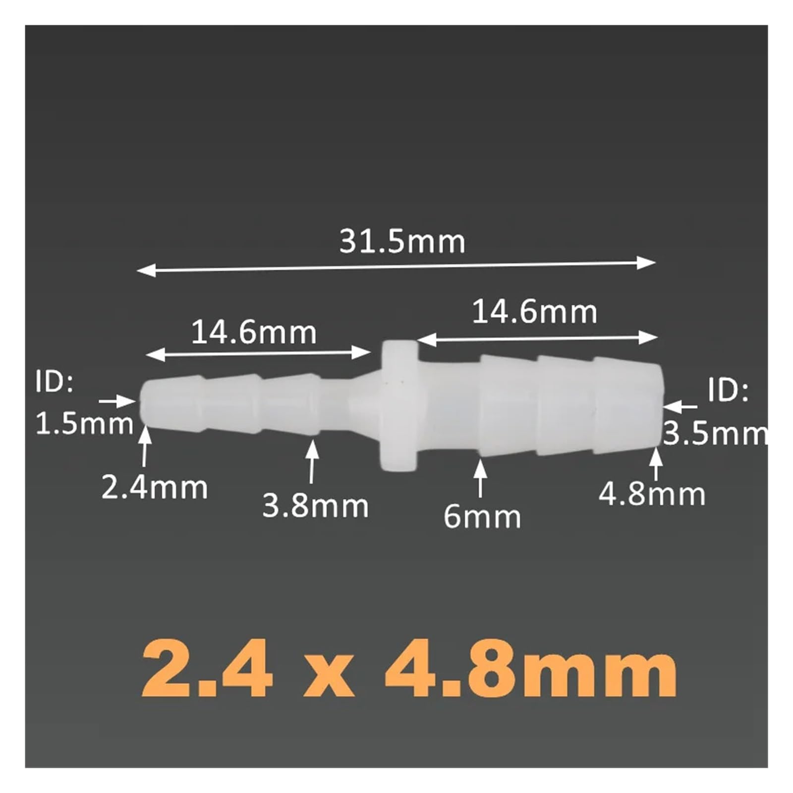 5 ~ 500 szt. 4 6 8 10 12 mm PE plastikowe złącze redukcyjne do zbiornika akwarium adapter pompy powietrza do nawadniania ogrodu złącze węża (2,4 do 4,8 mm, 200 sztuk)