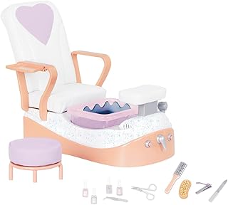 Our Generation Spa Chair for 18" Dolls - Miniature Toy Furniture - Pink Fabric - Feminine Pampering