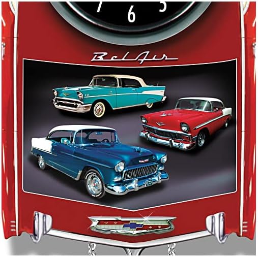 The Bradford Exchange Bel Air Wall Clock Lights Up with Revving Sound (Red)
