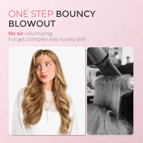 Image of TYMO Thermal Brush Curling Brush - STYLUX 1.5 Inch Blowout Volumizer with Flexi-Fit for Hair Straightening, Heated Round Styler Tool, Hair Straightener and Curler 2 in 1, Dual Voltage, Gold