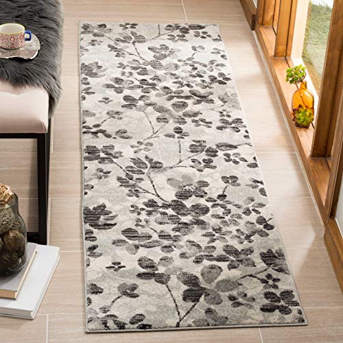 Image of SAFAVIEH Evoke Collection Area Rug - 6'7 inch x 9', Grey & Gold, Floral Design, Non-Shedding & Easy Care, Ideal for High Traffic Areas in Living Room, Bedroom (EVK236P)