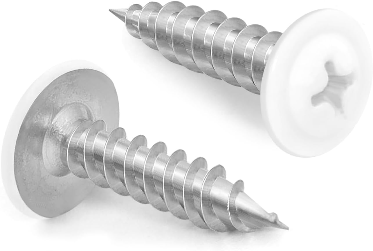 MewuDecor #8 x 1/2" Truss Head Fast Self Tapping Screws, Alloy Steel Wood Screws, White Head, 100 PCS