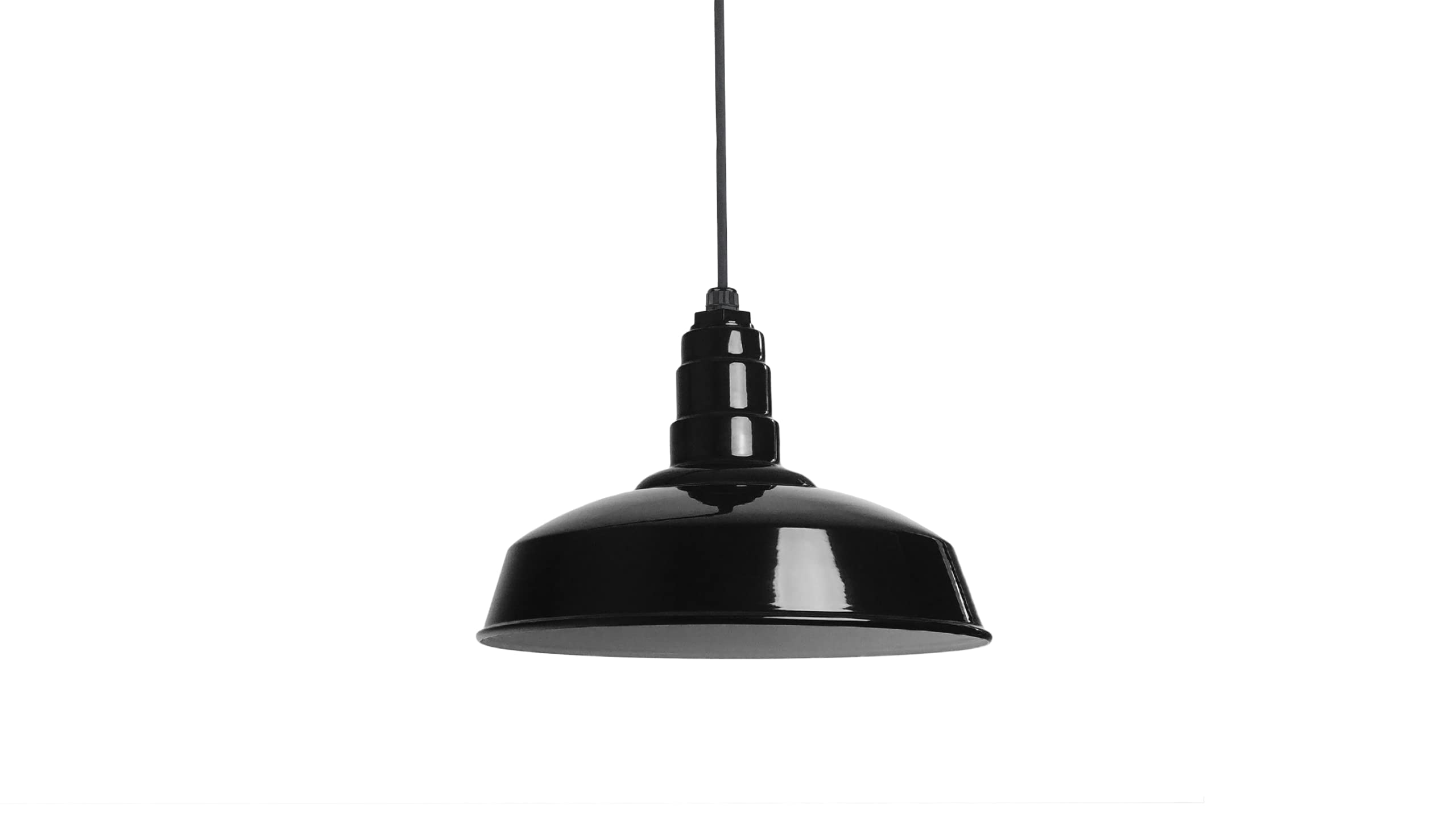 4ft Black Cord Barn Light Pendant 16" Dome | Garage Workshop | Black