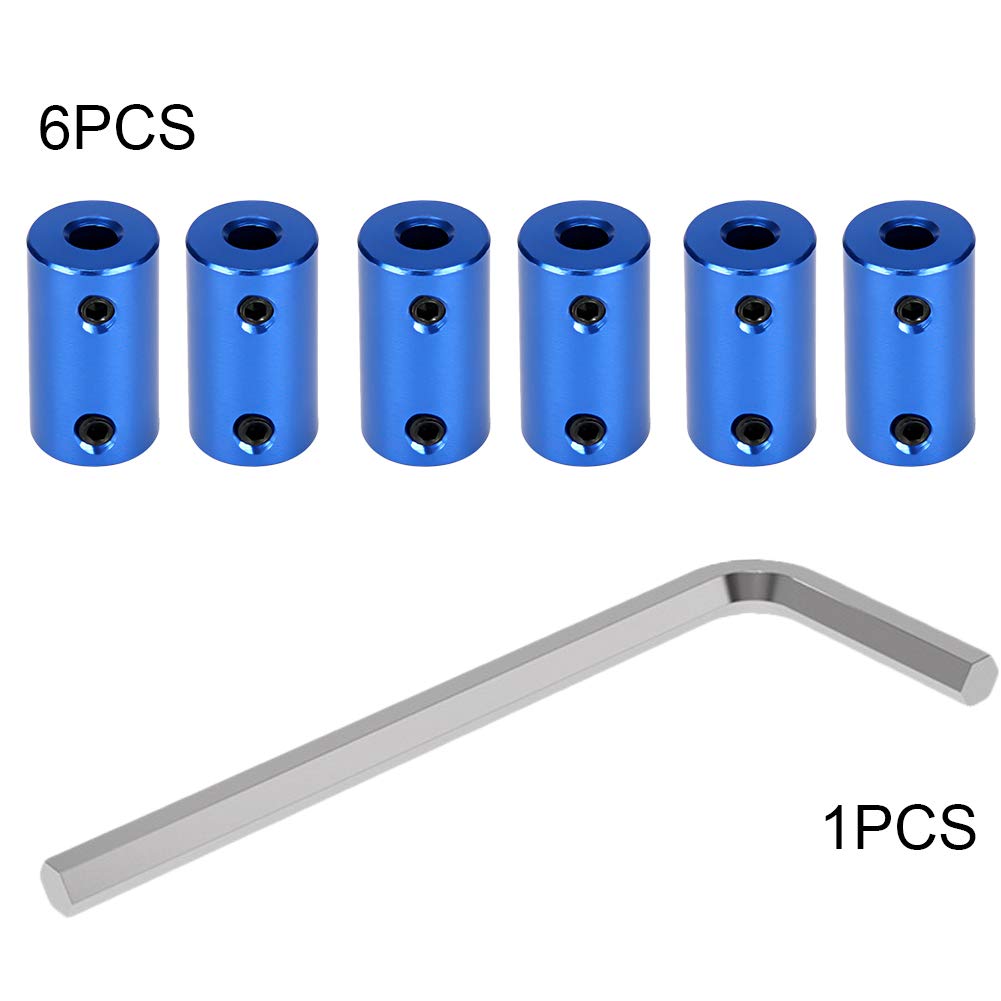 Gwolf Flexible Shaft Couplings, 6pcs 3d Printer Coupling 5mm to 8mm Couplings Stepper Motor Shaft Coupler with 2mm Allen Wrench Aluminum Alloy Joint Connector for 3D Printer CNC Machine Blue