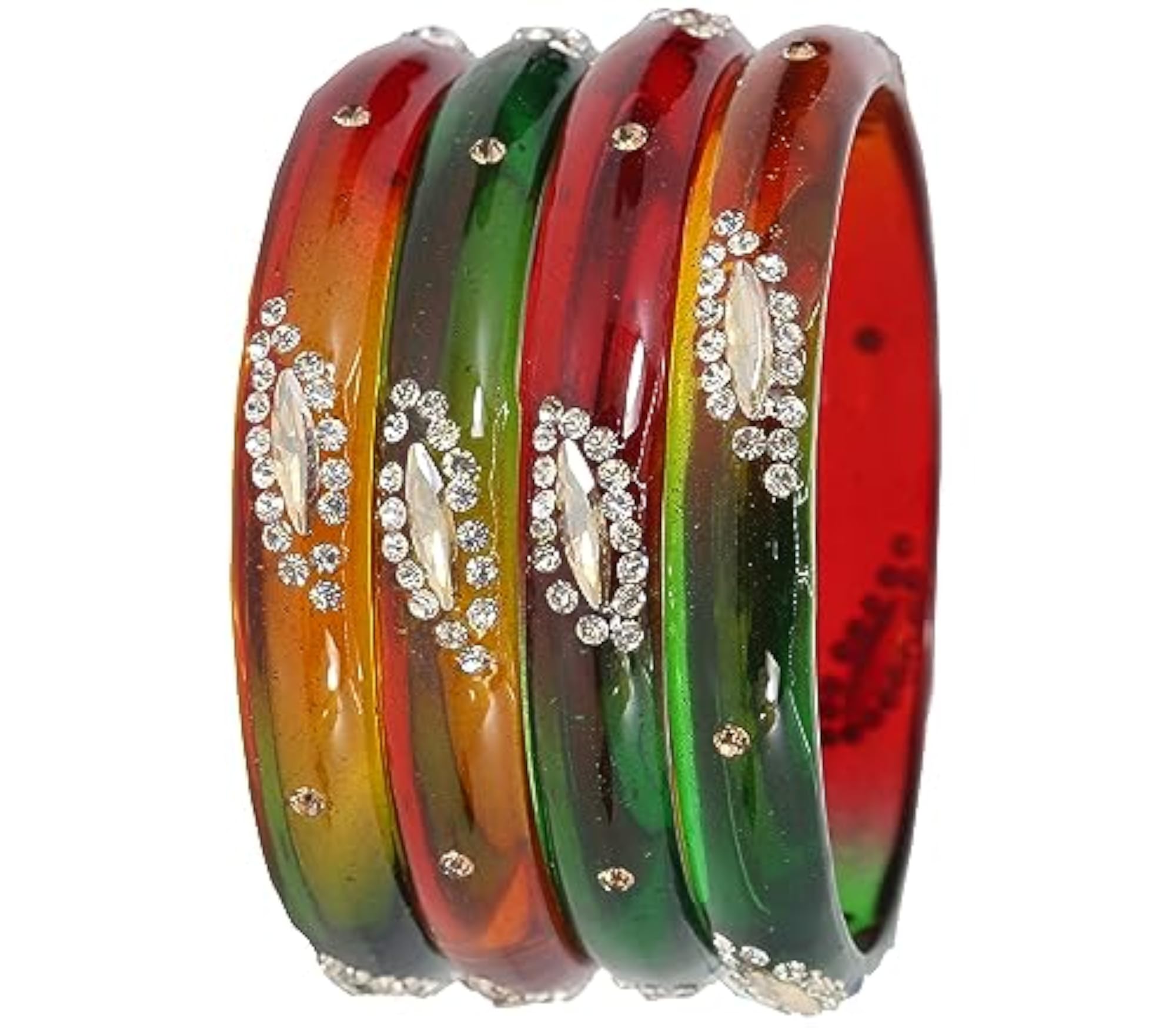 Zircon Gemstone Studded Bangles Set For Women (Pack of 4)