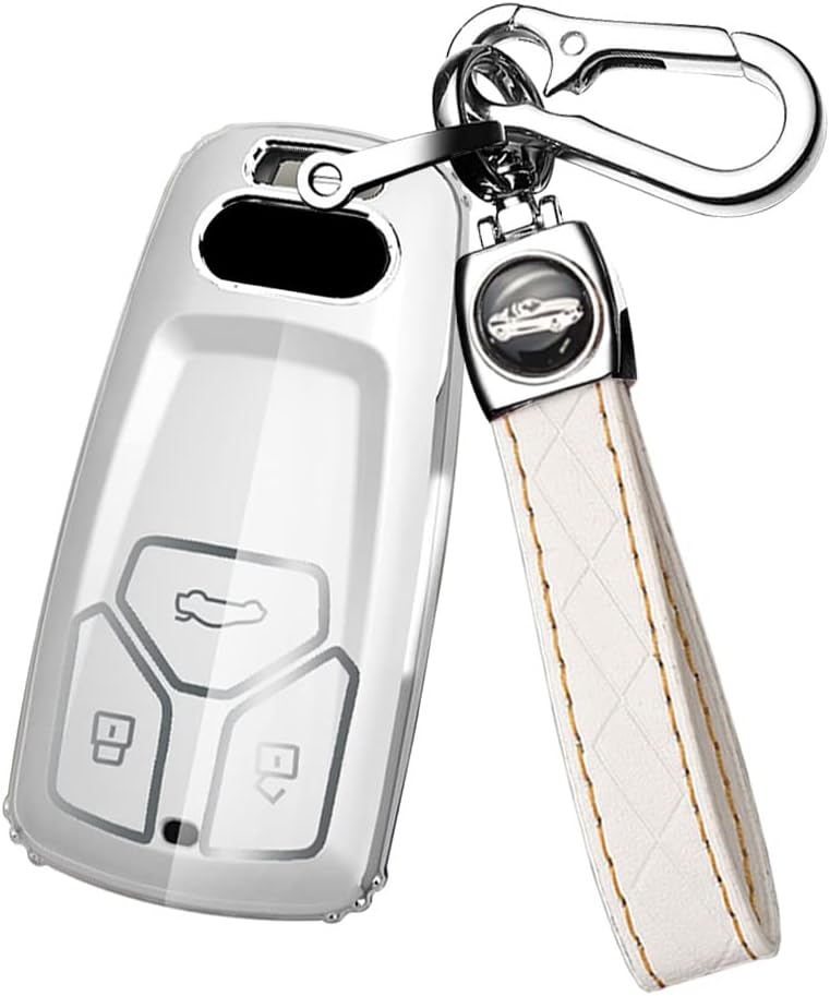 Berfi Life Genuine Leather Car Key Case - Double Sided Key Holder With Metal Hook