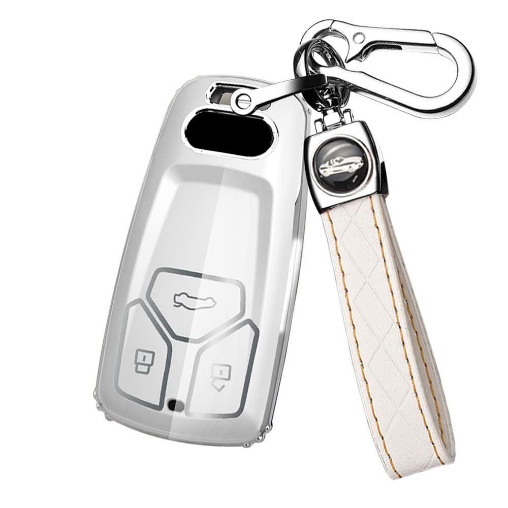 KUNIO Car Key Fob Cover fit for Audi A4 B9 S4 RS4 A3 A5 F5 S5 RS5 A6 A7 C8 A8 S8 2017-2022 Key Cover TPU Key Case Key Cover Key Case A White - Image 3