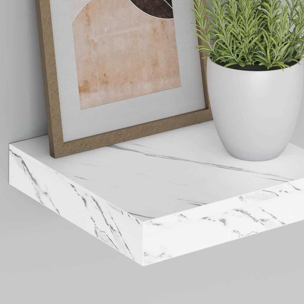 Mensola da parete in marmo bianco, 23 x 23,5 x 3,8 cm, supporto da parete in legno e metallo, decorazione per soggiorno, camera da letto, cucina, bagno, corridoio, ufficio