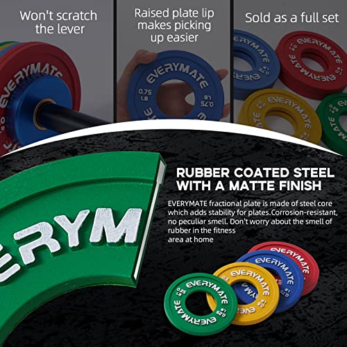 Everymate Rubber Fractional Weight Plates Set Micro Weight Plate Pair Of 0.25Lb 0.5Lb 0.75Lb 1 Lb For Olympic Barbells For Strength Training Micro Plates #TOP3