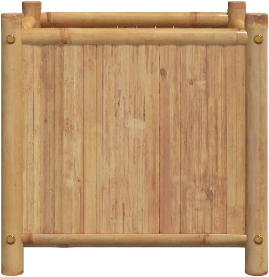 vidaXL Bamboo Raised Planter Box - Large Garden Flower Pot/Plant Stand - Outdoor Balcony Decor, Brown, 19.7"x19.7"x19.7"
