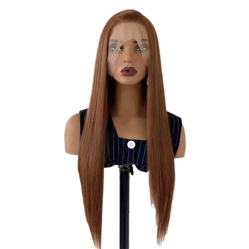 xiuling4568 Brown 13x4 Lace Front Wigs,Long Straight Heat Resistant Fiber Hair Synthetic Wig for Black Women Daily Use Hairs Extensions(26inch)