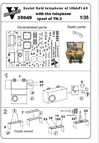 VMODELS 35049-1/35 - Photo-Etched Soviet Field Telephone UNA-Fi 43 TK-2