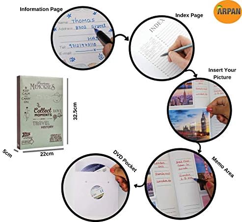 Photo Album for 300 Photos 6x4 Inch / 10x15cm with Memo Space Beside Each Photograph and Slip-in Pages (Slogan Art)