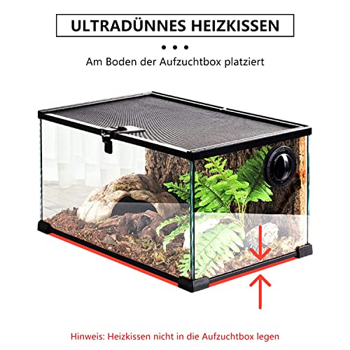 2pcs Heizkissen für Glasbehälter, Aquarienheizkissen, verstellbares Heizkissen für Reptilien mit Temperaturregelung für Reptilien, Schlangen, Spinnen, Raupen, Eidechsen, Geckos (7W)