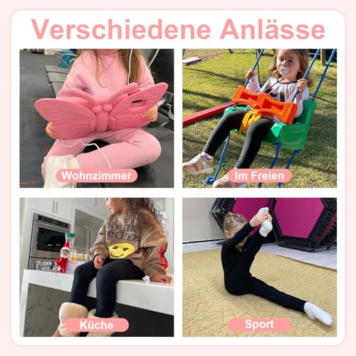 AMIYOYO 2er Pack Mädchen Leggings High Waist Lang Sportsleggins Weiche Sport Leggings Elastisch Fitness Hose Bequem Tanzhose Basic für Kinder