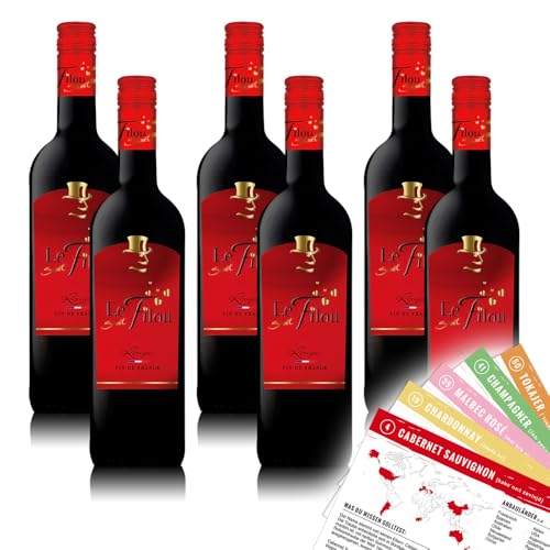 Le Sweet Filou Rouge lieblich sortenreines Weinpaket + VINOX Winecards (6x0 75l)