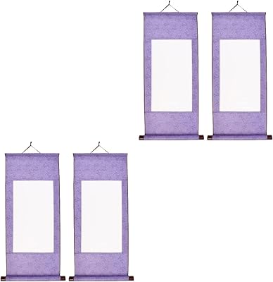 FAVOMOTO Home Decor Drawing Roll 4Pcs Blank Painting Scroll Chinese Hanging Wall Scrolls DIY Chinese Calligraphy Scroll Paper Painting Scroll Art Drawing Supplies Blank Canvas Office Decor