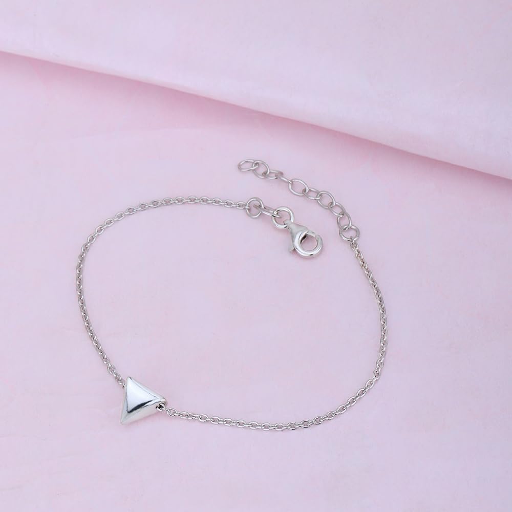 Vanbelle Sterling Silver Jewelry - Rhodium Plated with 925 Stamp - Tiny Sliding Triangle Bracelet for Women - 6.5" long + 1" Extender - Image 6
