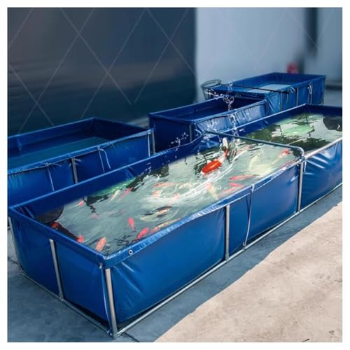 Strapazierfähige PVC-Plane, 3 x 3 m, wasserdichte Poly-Plane mit Ösen für Teiche, Wasserspeicher, Fischreservoir, Gartenbewässerung, Blau