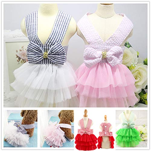 Clopon Pet's Cute Halter Bowknot Tutu Dress For Small Dogs Girl Cute Dresses For Tiny Puppy Female Clothes #TOP3