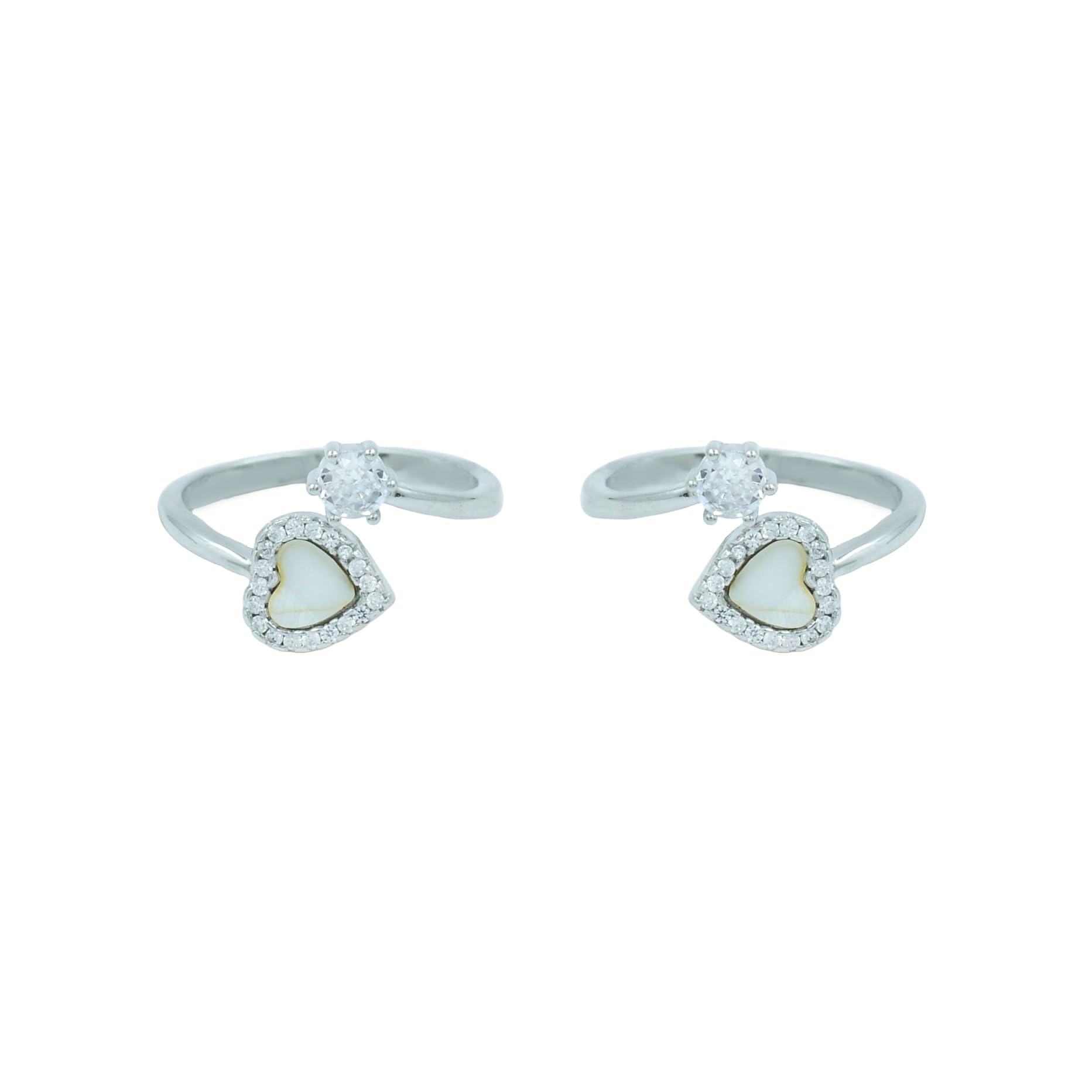 Ria Silver By Jyotichand Bhaichand 925 Sterling Silver Heart Toe Rings with Mother-of-Pearl & CZ | Romantic Detail with Timeless Grace-image-36