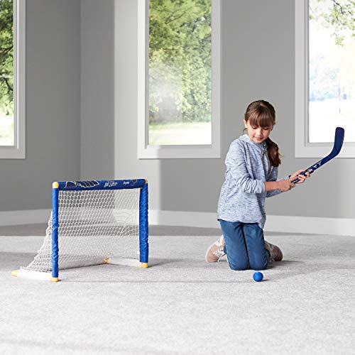 Franklin Sports Louis Blues Mini Hockey Set - Knee Hockey Goal, Ball, & 2 Hockey Stick Combo Set - Mini Goal Net - Nhl Official Hockey Set , St. Louis Blues , 28" X 20" X 12" #TOP5