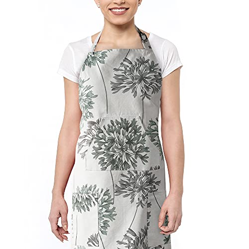 Image of HPD Half Price Drapes Aprons for Men Women with Large Pockets Adjustable Unisex PRTW-D05-AP Allium Printed Cotton, 27 X 34 Inch, Allium Blue Gray