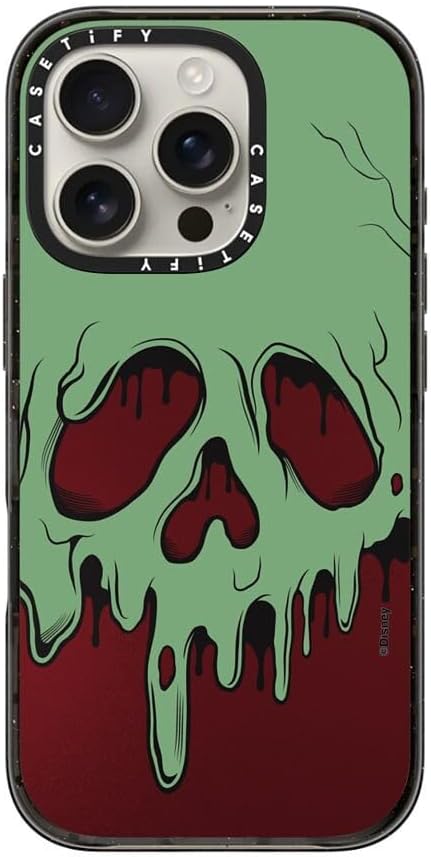 CASETiFY Impact iPhone 16 Pro Case [Villains Co-Lab / 8.2ft Drop Protection/Magsafe] - Poison Apple - Clear Black