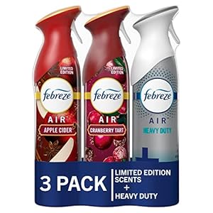 Febreze Air Effects Odor-Fighting Air Freshener Apple Cider, Cranberry Tart, Fresh Baked Vanilla, 8.8 oz. Aerosol Can, Pack of 3