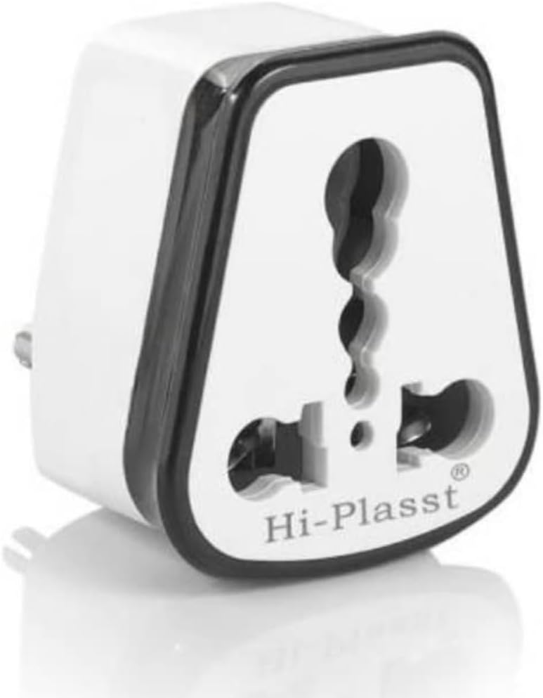 HI PLASST PINS N PLUGS HI-PLASST Hard PVC 5 to 15 Ampere Converter Socket for Big Size 16 Ampere Top with Universal Sockets for International (Black, 3)