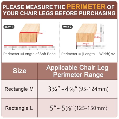 image for YOZON Chair Leg Floor Protectors Rectangle Chair Leg Protectors for Ha