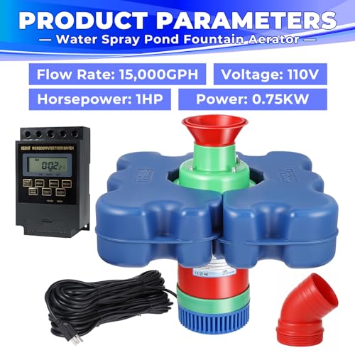 Pond Fountain Aerators, 1HP Large Floating Fountains Pump for Outdoor Ponds by Pinboer - Used condition - Image 5