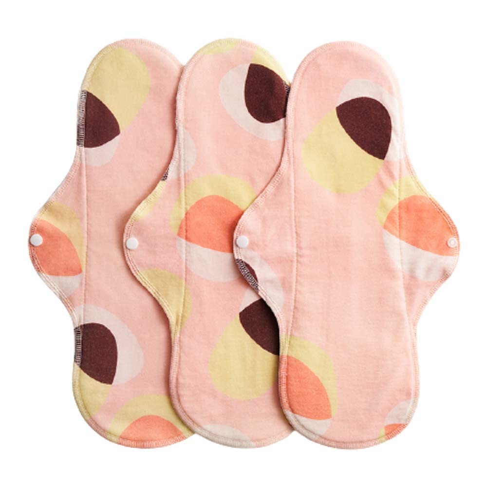 IMSEVIMSE Damenbinden Active, Night Pink Hoop, Bio-Baumwolle (2 x 3 Stück)