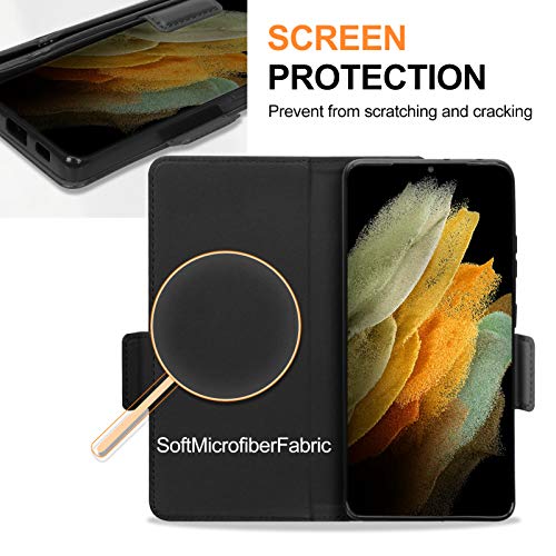 Capa tipo carteira FYY para Samsung Galaxy S21 Ultra 5G 6,8 polegadas, Capa tipo carteira de couro d