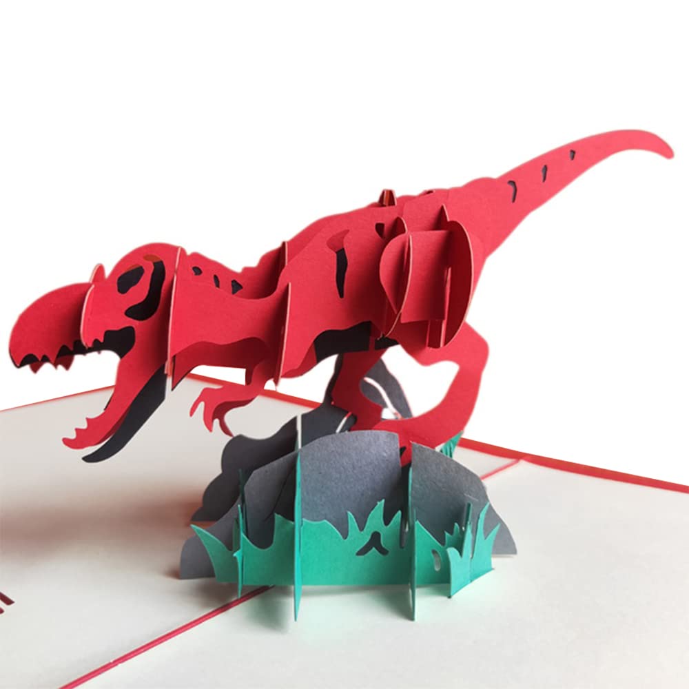 Carte pop-up dinosaure 3D de 5,9x5,9 pouces pour invitation et anniversaire d'enfant