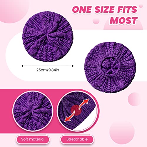 Satinior Soft Lightweight Crochet Beret 4 Pieces Beret Hats For Women Knit Autumn Winter Hats #TOP2