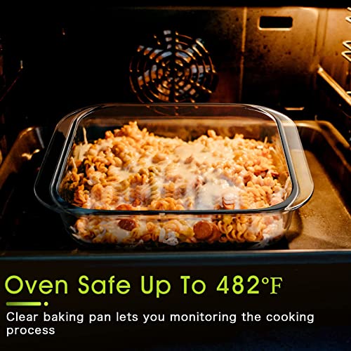 Nutriups Glass Baking Dish For Oven Square Baking Pan Glass Brownies Pans Oven Glass Pan Glass Pans For Baking, 8.2X8.2 Inches #TOP2