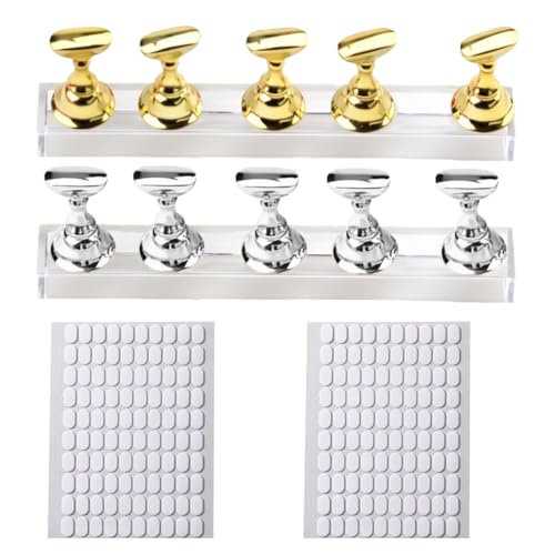 JEYORZY 2 Sets Soporte de Práctica de Punta de Uñas Magnético,Muestrario Uñas de Exhibición de Uñas de Acrílico,para Decoración DIY,Incluye 200 Pegatinas