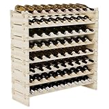 Svimi Wood Rack Wine Bottle Holder - Modular Stackable Wine Rack Freestanding Floor - Liquor Display Shelf, Wobble-Free, Easy No-Tool Assembly, Perfect for Home Bar Cellar 8-Tier 72 Bottle