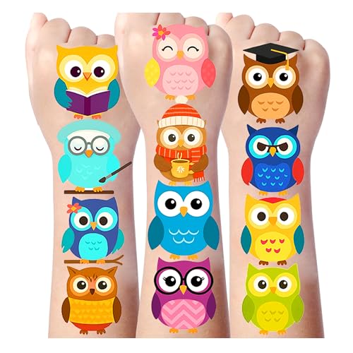 8 Sheets Owl Temporary Tattoo Stickers – 100 Designs, Waterproof