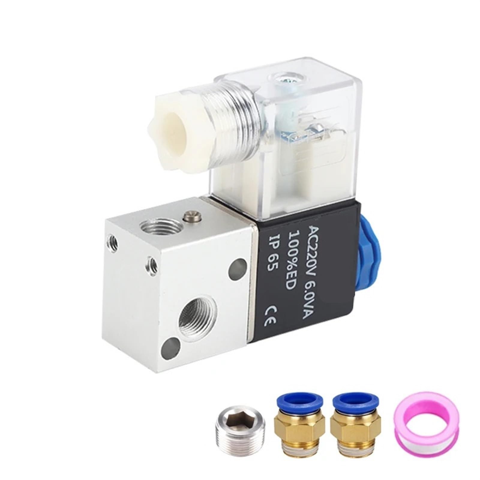 3V1-M5 3V1-06 AC110V AC220V DC12V 24V Válvula de compresor Aire 1/8 "NC válvula solenoide Aluminio neumática Normalmente Cerrada(3V1-06 and 10mm,DC24V)