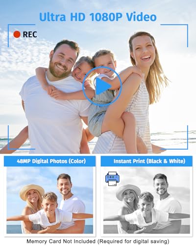 Image of Instant Camera, 1080P Kids Camera for Girls Boys Christmas Birthday Gifts, Dual-Lens Instant Print Digital Cameras for Kids Teens Toddle, 4 Rolls Print Paper, Toy for Age 4-12 Years (Black)