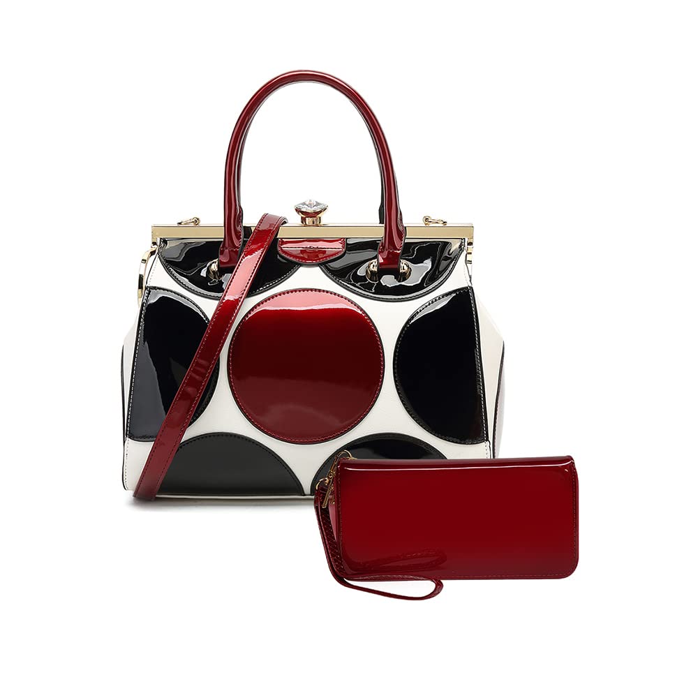 STYLE STRATEGY NEW YORKStyle Strategy patent leather 2in1 purse for women handbag with wallet kiss lock Satchel pattern Shoulder crossbody for women