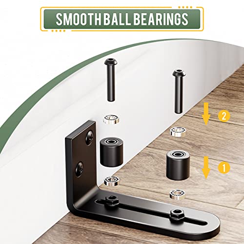 Smartsmith Ball Bearings Design!!!New Upgraded Barn Door Floor Guide | Smooth As Butter Bearings!!! | Stay Roller Sliding Adjustable By Smartsmith | Unique Guide Flush With Floor (Black) #TOP2