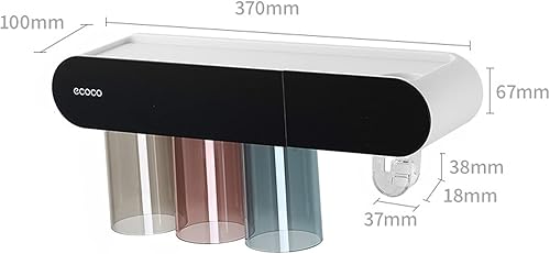 Miniatura 2 de Soportes para cepillos de dientes para baños montados en la pared, 3 tazas magnético para cepillos de dientes con dispensador de pasta de dientes,