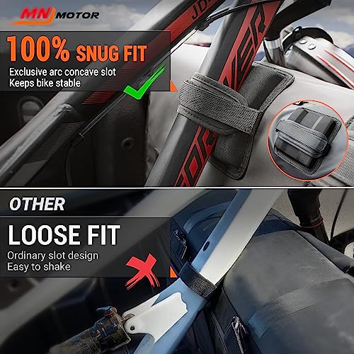 MNJ Motor Upgrade Curve Tailgate Pad for Mountain Bikes,Truck Tailgate Bicycle Protection Mat with Arc Concave Slots Bike Frame Straps Tool Pocket fit for Most Truck Carries Up to 6 Bikes - Thumbnail 2